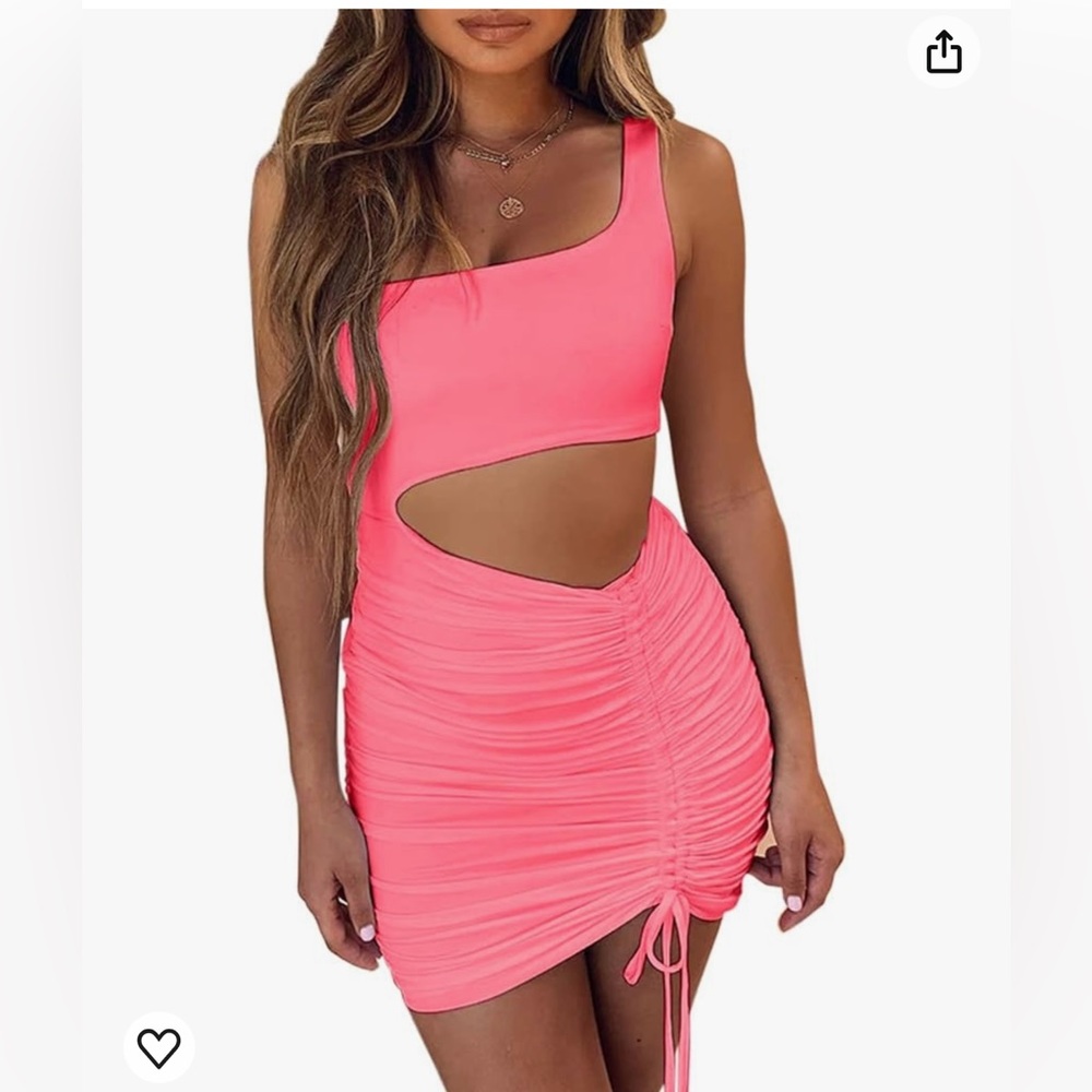 One Shoulder Sleeveless Cutout Ruched Bodycon Mini Club Dress (medium)